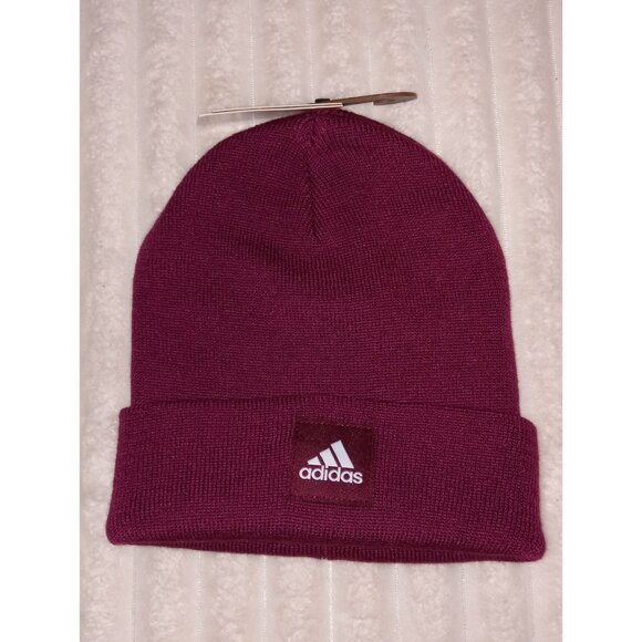 Adidas Women's Beanie Hat Crimson Purple White New with Tags  Zoe Saldana OSFM - Picture 1 of 5
